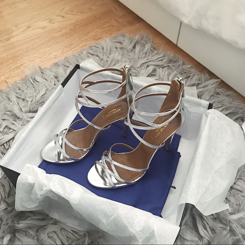 Aquazzura Duchess silver heeled sandals